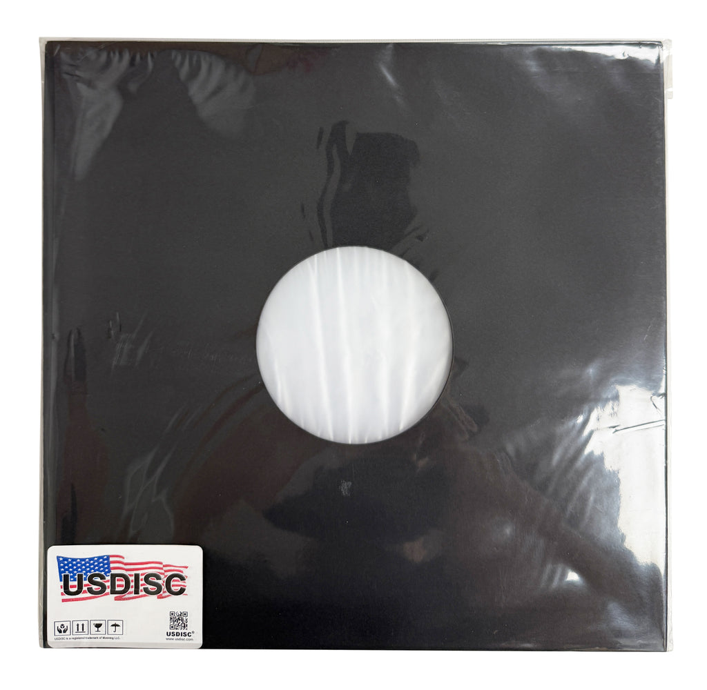 USDISC Record Inner Sleeves 12", LP, Polylined, Square Corners, Black