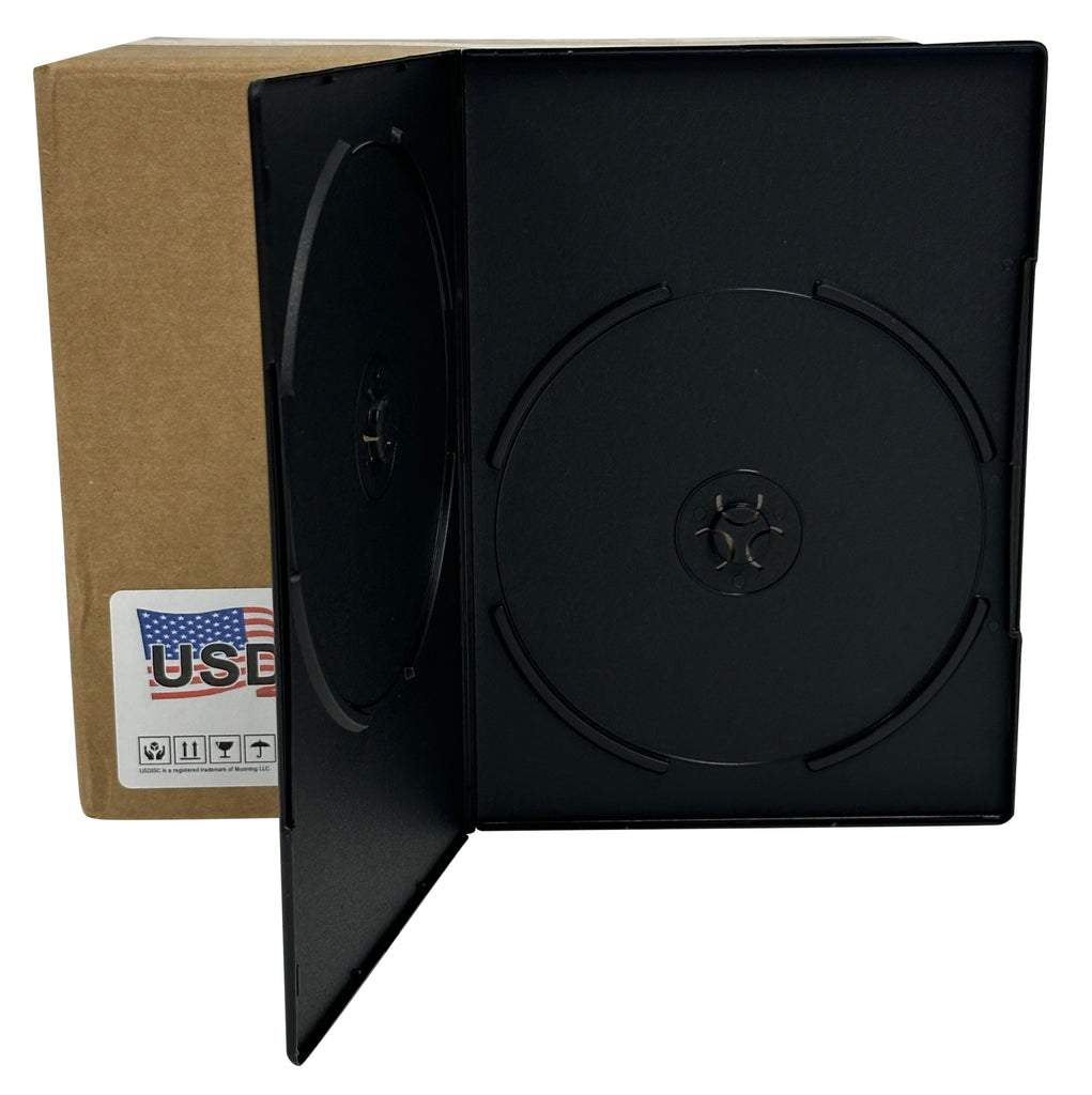 USDISC DVD Cases Slimline 7mm Premium, Double 2 Disc, Black