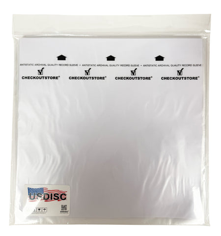 USDISC Record Inner Sleeves 12", LP, HDPE, Square Corners, White