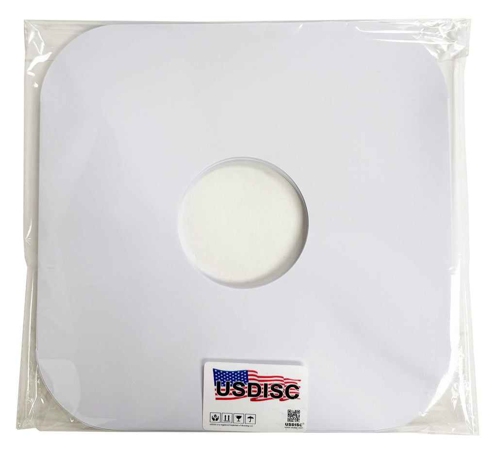 USDISC Record Inner Sleeves 12", LP, Paper, Round Corners, White