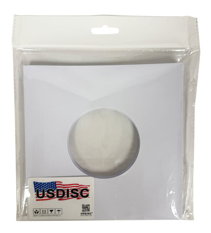 USDISC Record Inner Sleeves 7", 45 RPM, Paper, Square Corners, White