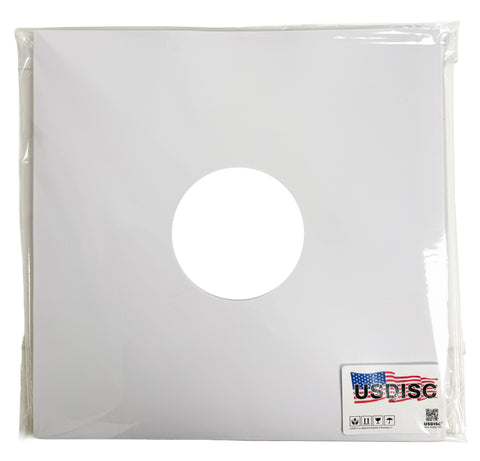 USDISC Record Inner Sleeves 12", LP, Paper, Square Corners, White