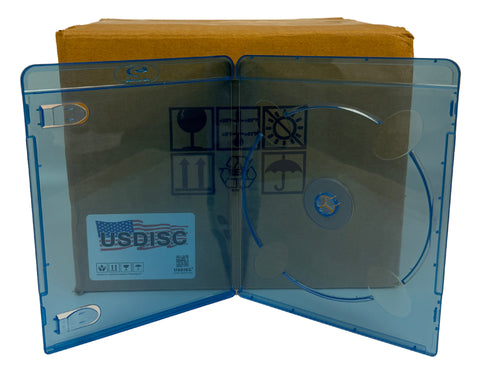 USDISC Blu-ray Cases Slimline 7mm, Single 1 Disc, Clear Blue