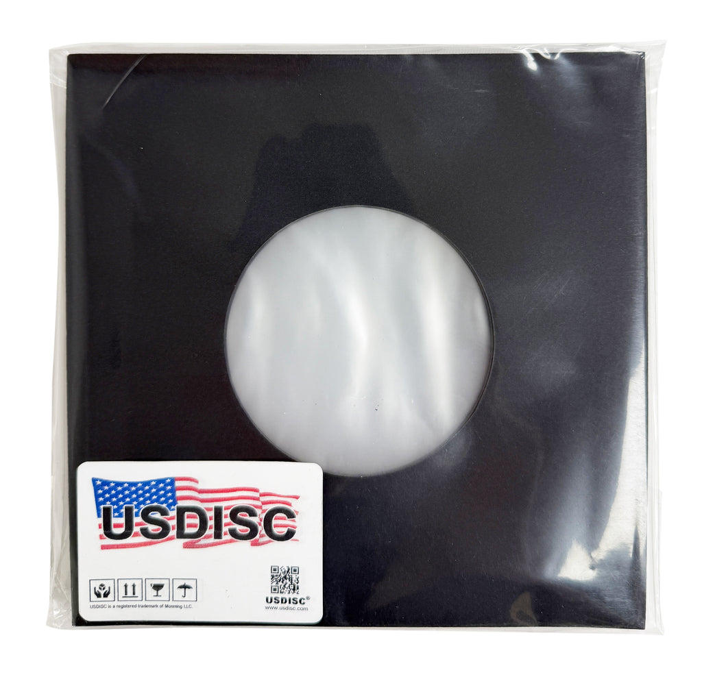 USDISC Record Inner Sleeves 7", 45 RPM, Polylined, Square Corners, Black