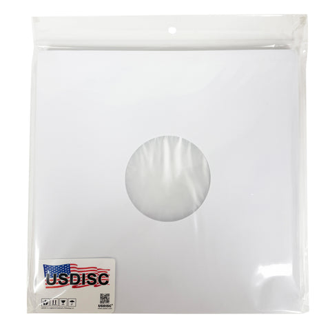 USDISC Record Inner Sleeves 10", Polylined, Square Corners, White