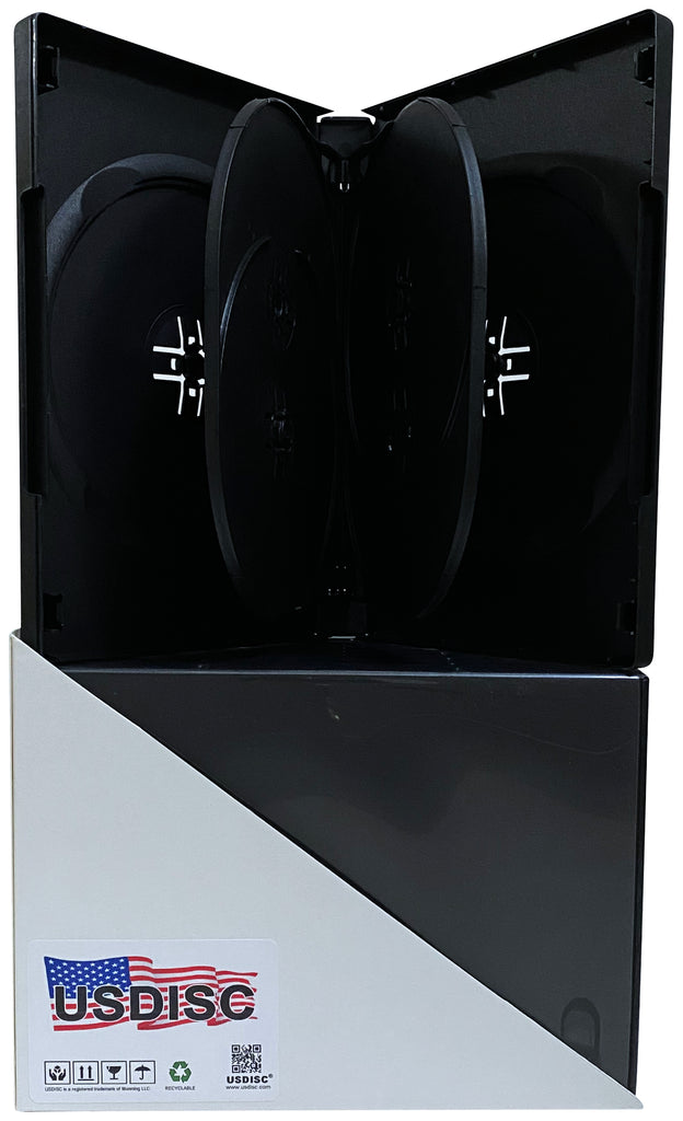 USDISC DVD Cases Chubby 22mm Economy, Quintuple 5 Disc, Black