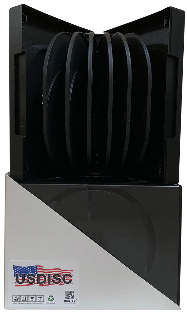 USDISC DVD Cases Chubby 45mm Economy, Quattuordecuple 14 Disc, Black