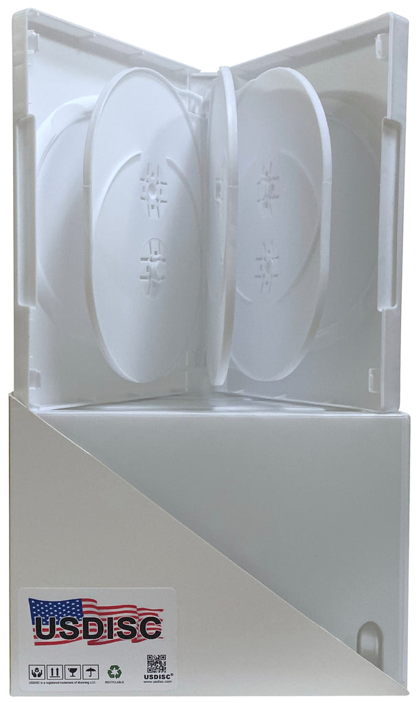 USDISC DVD Cases Chubby 27mm Economy, Octuple 8 Disc, White