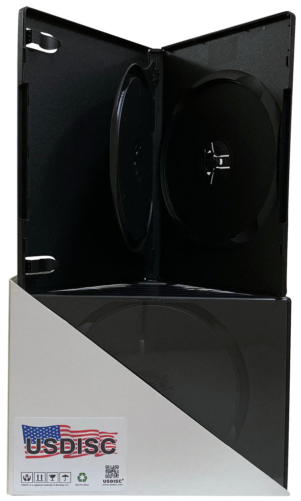 USDISC DVD Cases Standard 14mm Premium, Double 2 Disc, Black