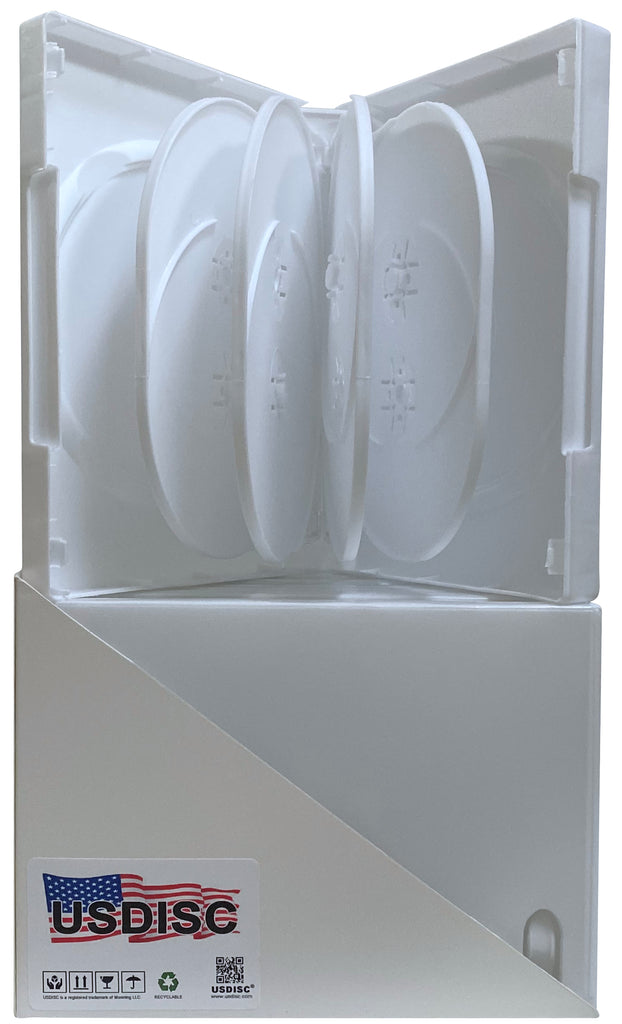 USDISC DVD Cases Chubby 33mm Economy, Decuple 10 Disc, White