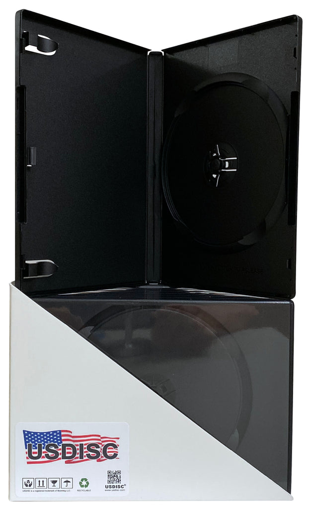 USDISC DVD Cases Standard 14mm AAA Grade, Single 1 Disc, Black