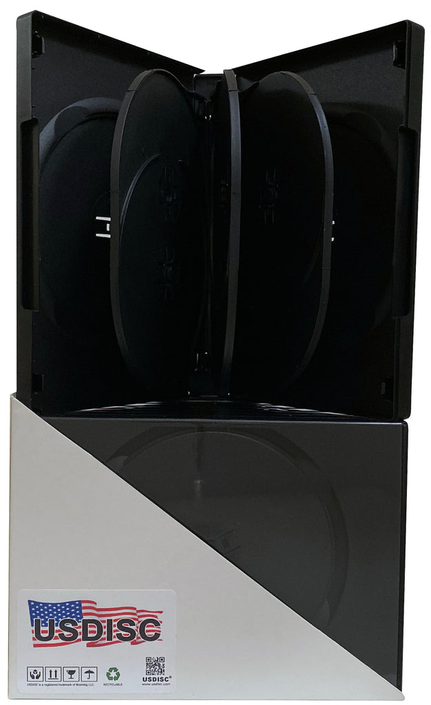 USDISC DVD Cases Chubby 27mm Economy, Septuple 7 Disc, Black