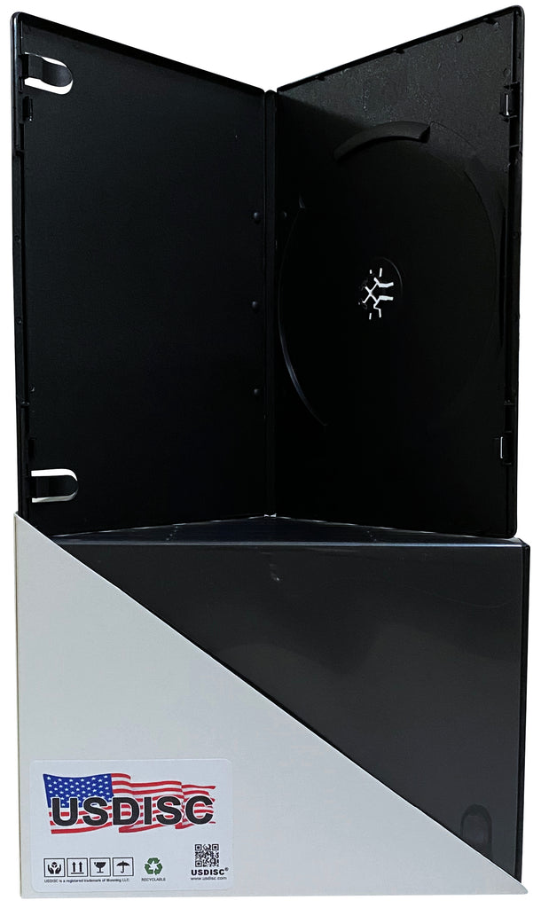 USDISC DVD Cases Slimline 7mm Economy, Single 1 Disc, Black