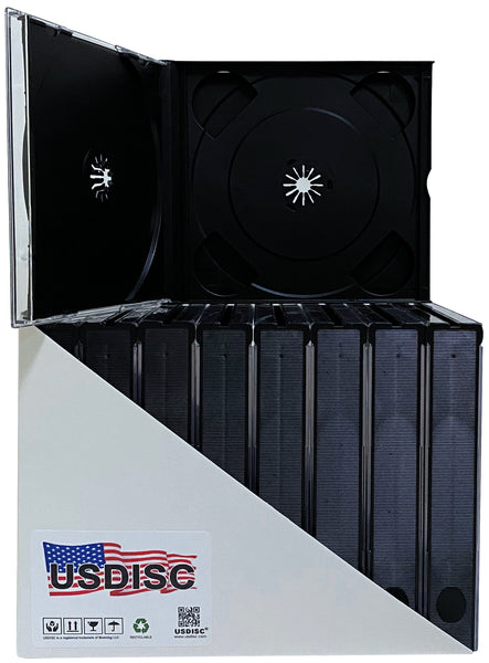 USDISC CD Jewel Cases Chubby 22mm, Triple 3 Disc, Black