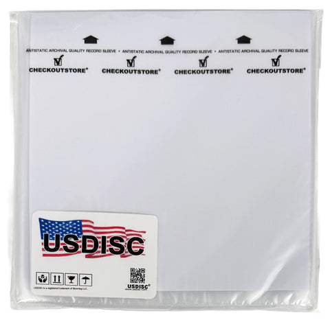 USDISC Record Inner Sleeves 7", LP, HDPE, Square Corners, White