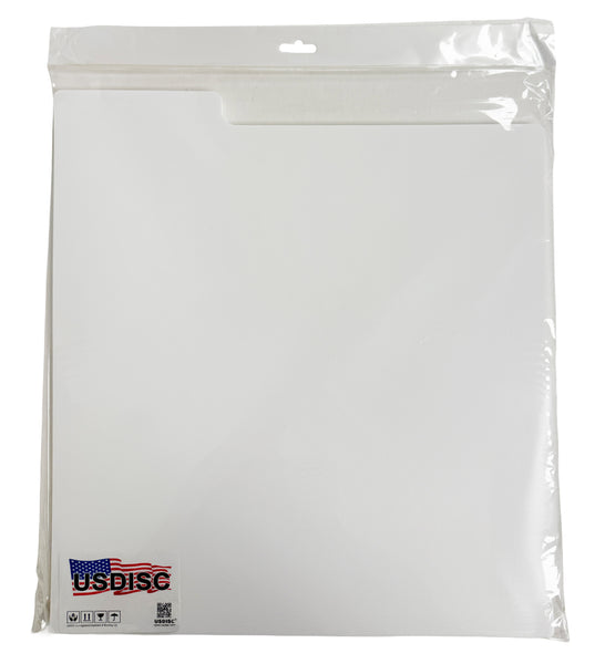 USDISC Record Dividers 12", LP, Polypropylene, 28pt Square Corners, Wh