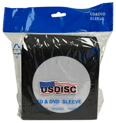 USDISC Paper Sleeves 100g Window, Flap, Black