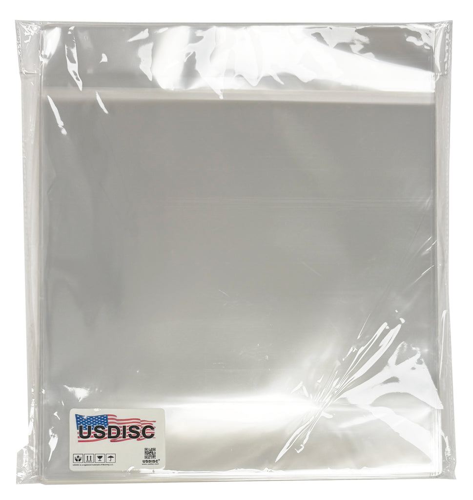 USDISC Record Outer Sleeves 12", LP, OPP, 2mil Sealable Flap, Clear