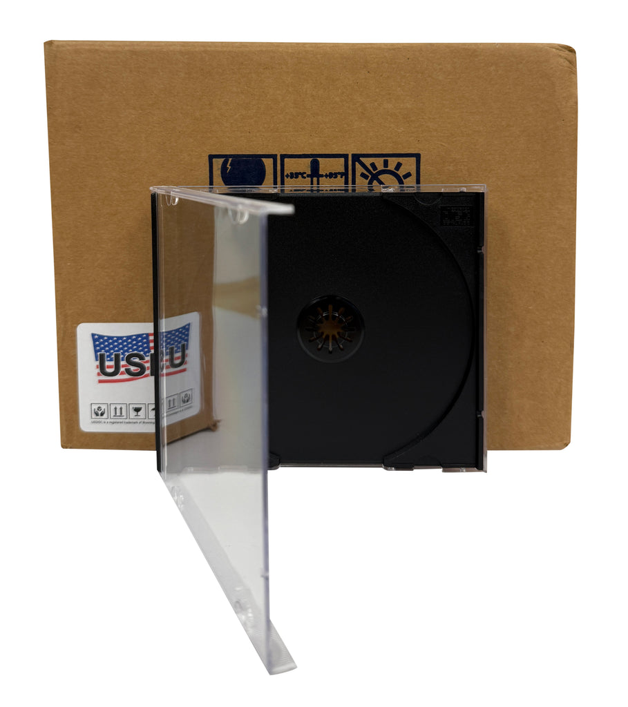 USDISC CD Jewel Cases Standard 10.4mm Heavyweight 90g, Single 1 Disc, Black