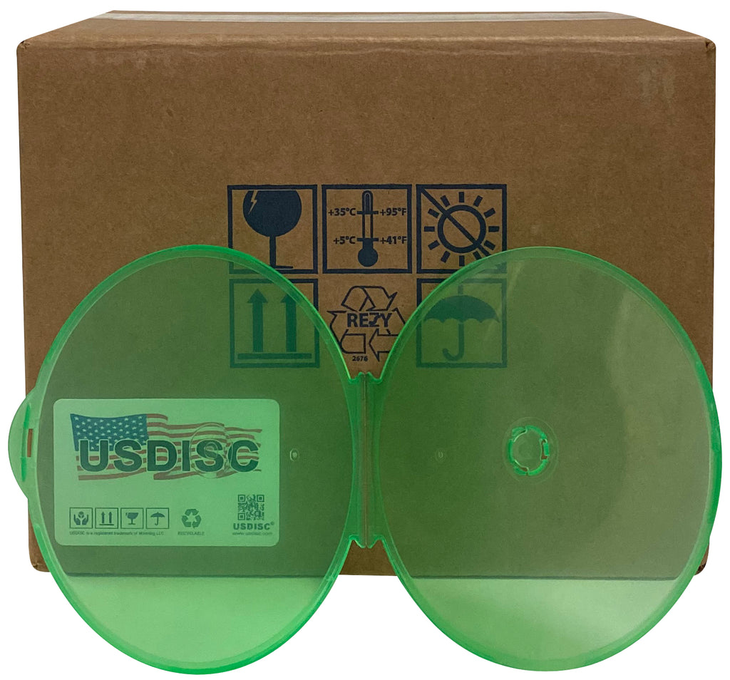 USDISC Clamshell Cases, Single 1 Disc, Clear Green