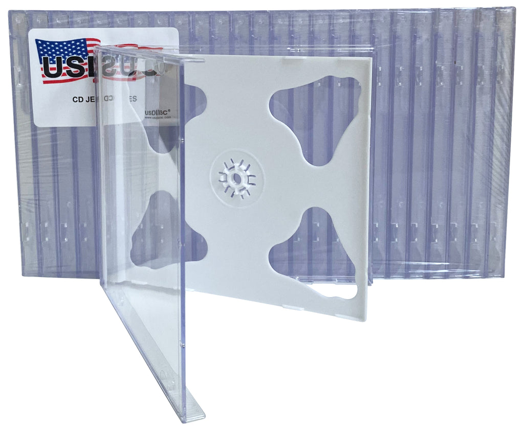 USDISC CD Jewel Cases Standard 10.4mm, Double 2 Disc, White
