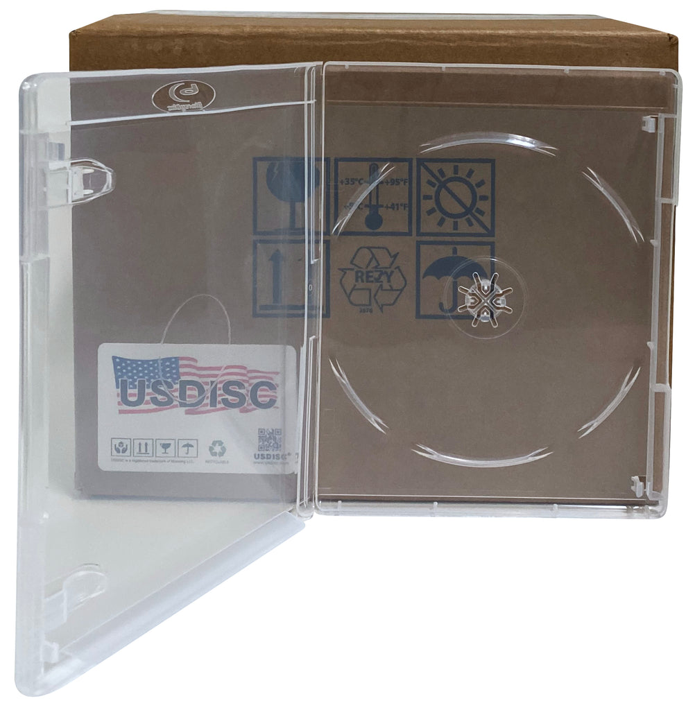 USDISC Blu-ray Cases Standard 14mm, Single 1 Disc, Clear