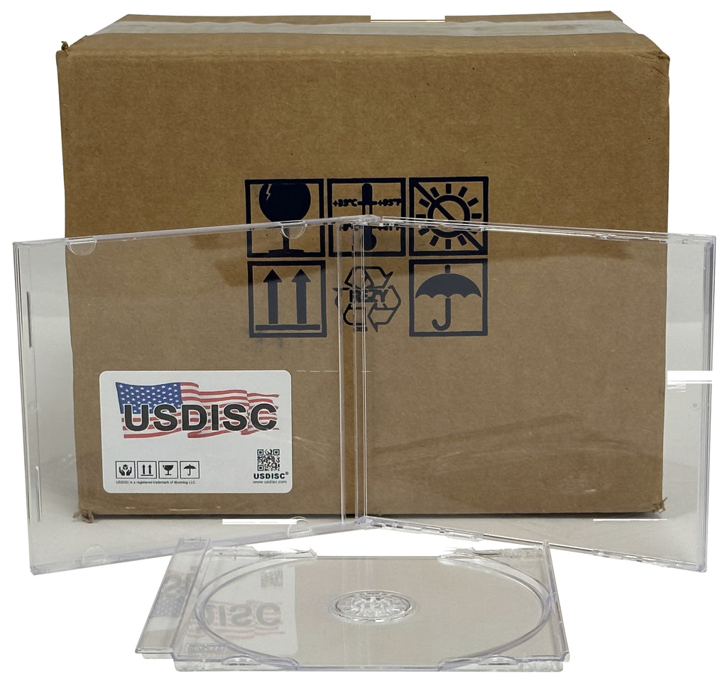 USDISC CD Jewel Cases Standard 10.4mm Unassembled, Single 1 Disc, Clear