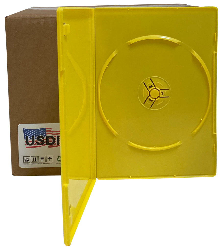 USDISC DVD Cases Slimline 7mm Premium, Single 1 Disc, Yellow
