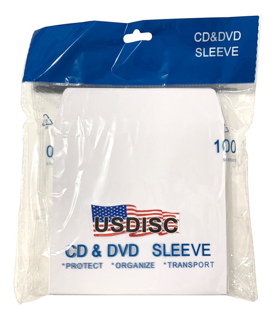 USDISC Paper Sleeves 100g No Window, Flap, White
