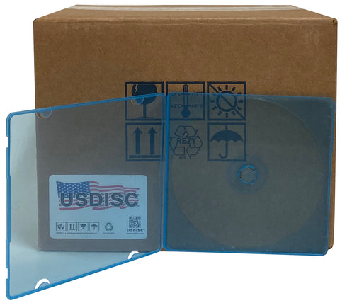 USDISC PP Poly Cases 5mm, Single 1 Disc, Clear Blue