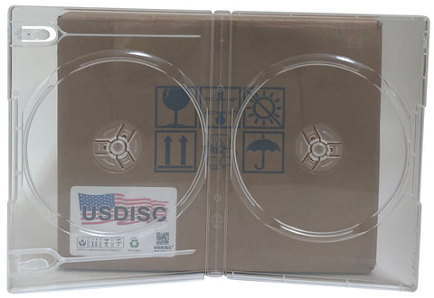 USDISC DVD Cases Standard 14mm Premium, Double 2 Disc, Super Clear