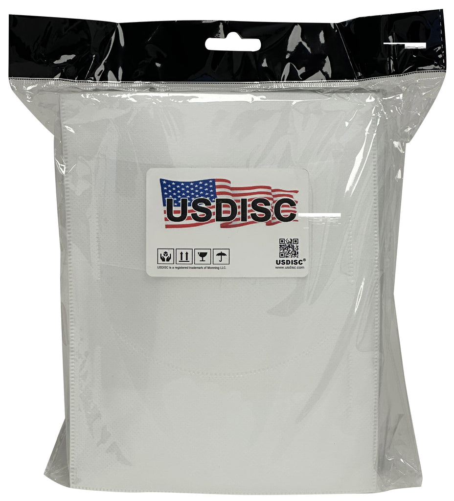 USDISC Plastic Sleeves 4mil 7.5 x 5.75, Fits DVD Booklet, Double 2 Disc, White