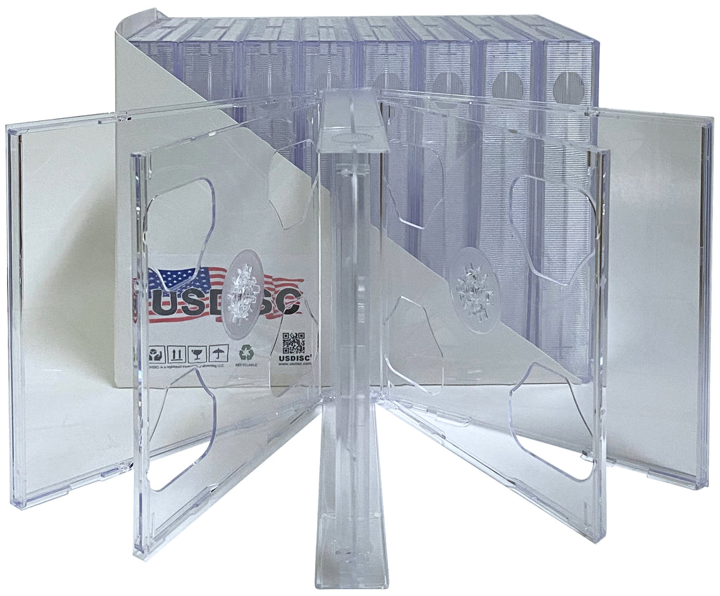 USDISC CD Jewel Cases Chubby 24mm, Sextuple 6 Disc, Clear