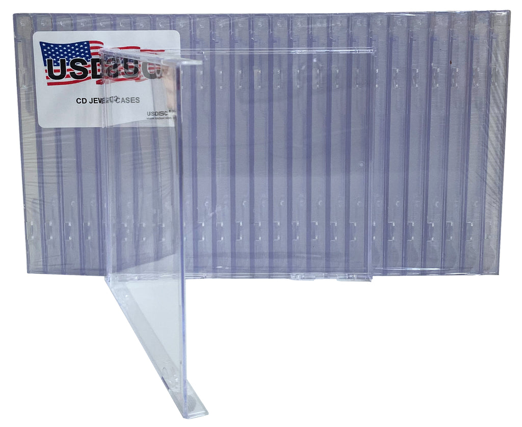 USDISC CD Jewel Cases Standard 10.4mm No Tray, Single 1 Disc, Clear