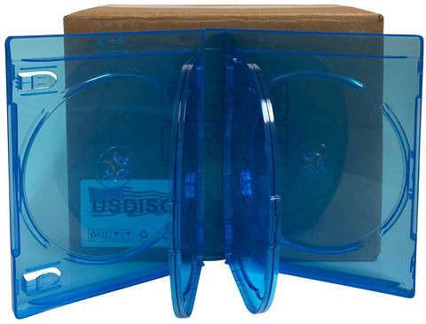 USDISC Blu-ray Cases Chubby 21mm, Sextuple 6 Disc, Clear Blue