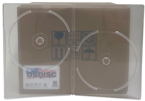 USDISC DVD Cases Slimline 7mm Premium, Double 2 Disc, Clear