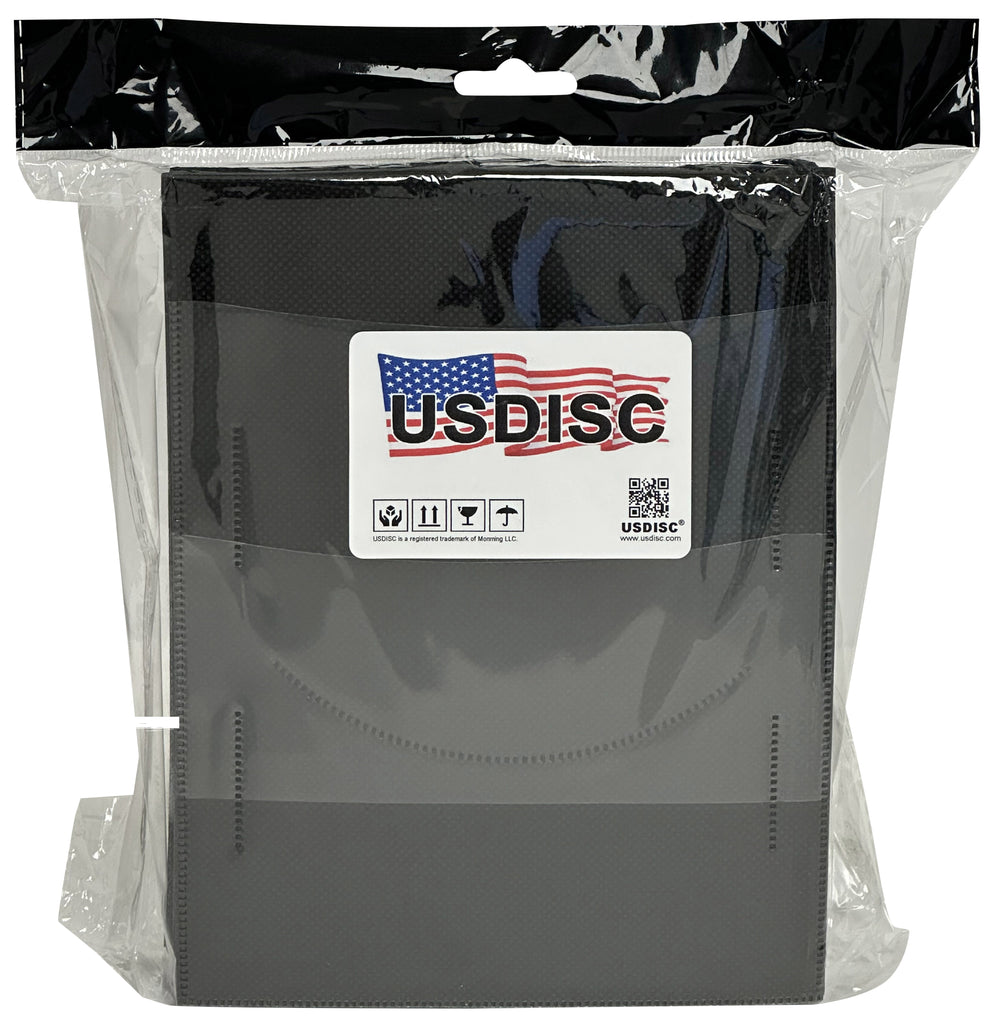 USDISC Plastic Sleeves 4mil 7.5 x 5.75, Fits DVD Booklet, Double 2 Disc, Black