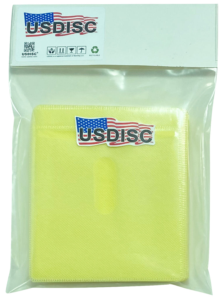 USDISC Plastic Sleeves, Double-sided 2 Disc, Yellow