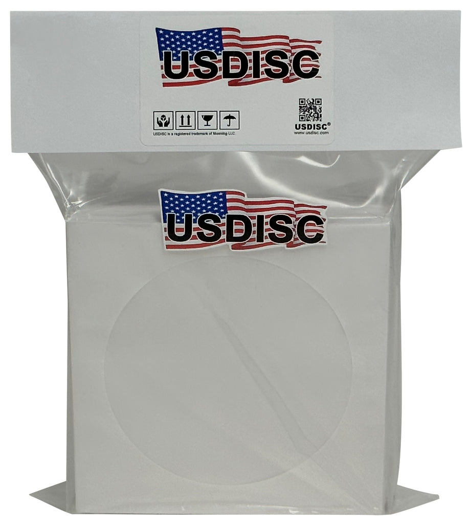USDISC Paper Sleeves 80g Window, Flap, White