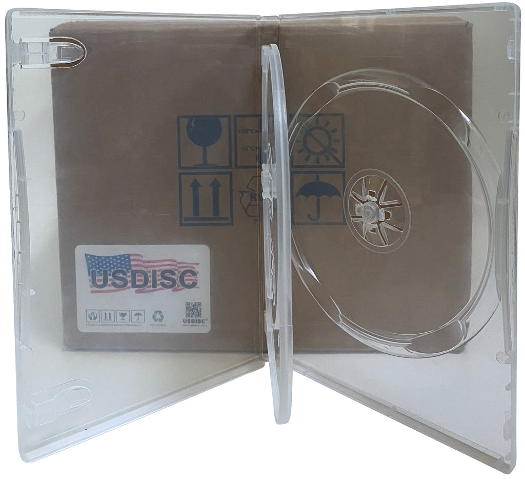 USDISC DVD Cases Standard 14mm Economy, Triple 3 Disc, Clear