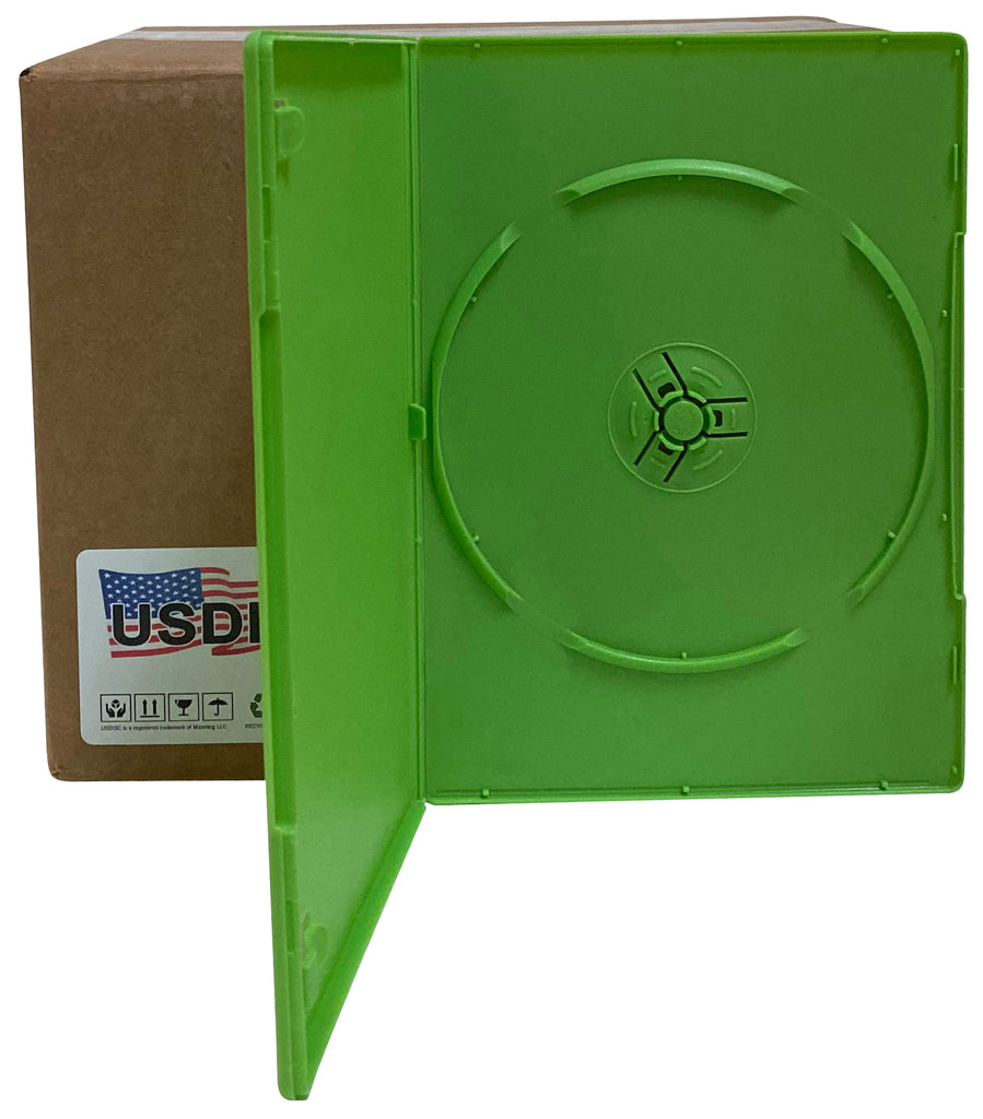 USDISC DVD Cases Slimline 7mm Premium, Single 1 Disc, Green