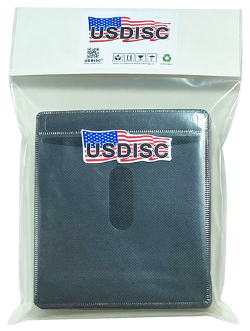 USDISC Plastic Sleeves, Double-sided 2 Disc, Black
