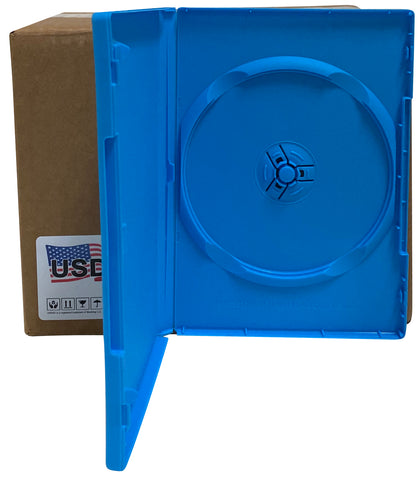 USDISC DVD Cases Standard 14mm Premium, Single 1 Disc, Blue