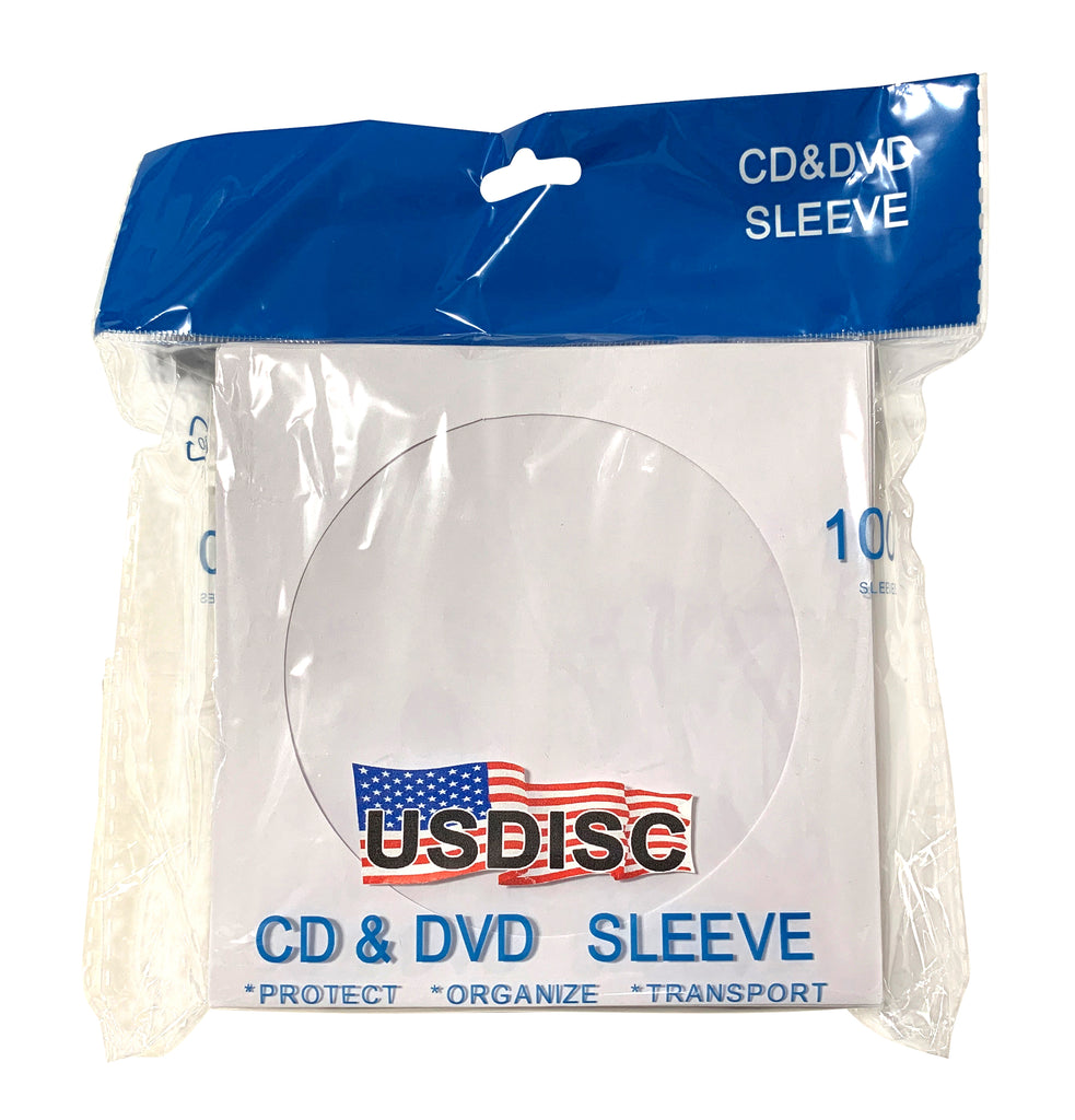 USDISC Paper Sleeves 100g Window, No Flap, White