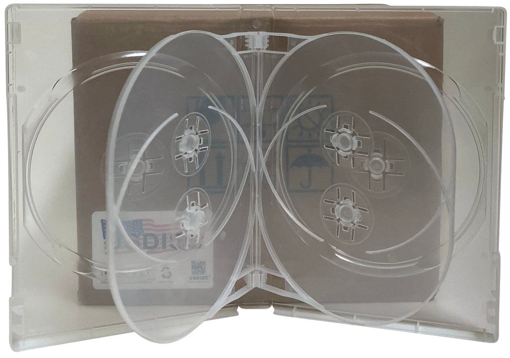 USDISC DVD Cases Chubby 22mm Economy, Sextuple 6 Disc, Clear