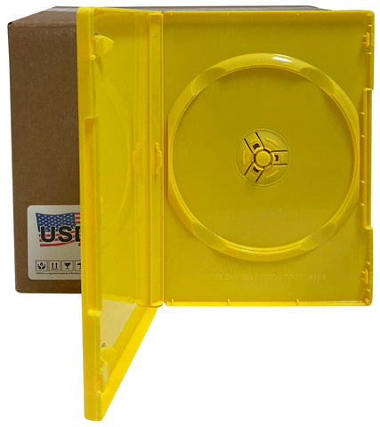 USDISC DVD Cases Standard 14mm Premium, Single 1 Disc, Yellow