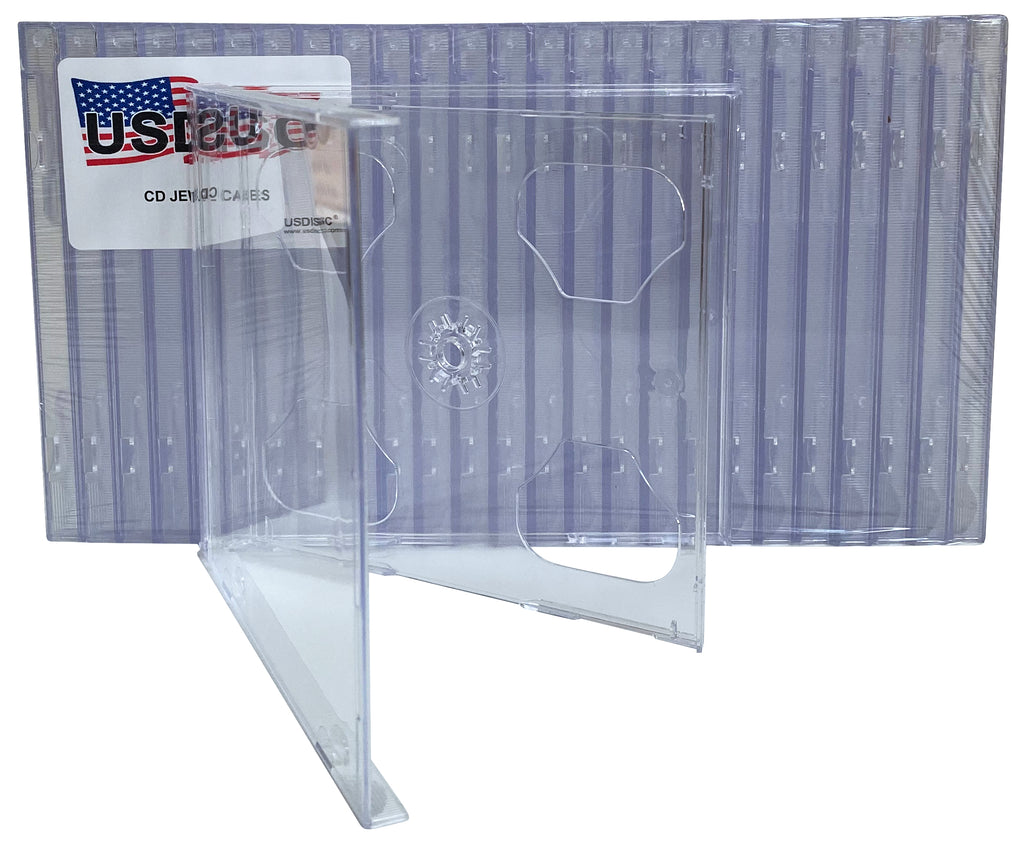 USDISC CD Jewel Cases Standard 10.4mm, Double 2 Disc, Clear