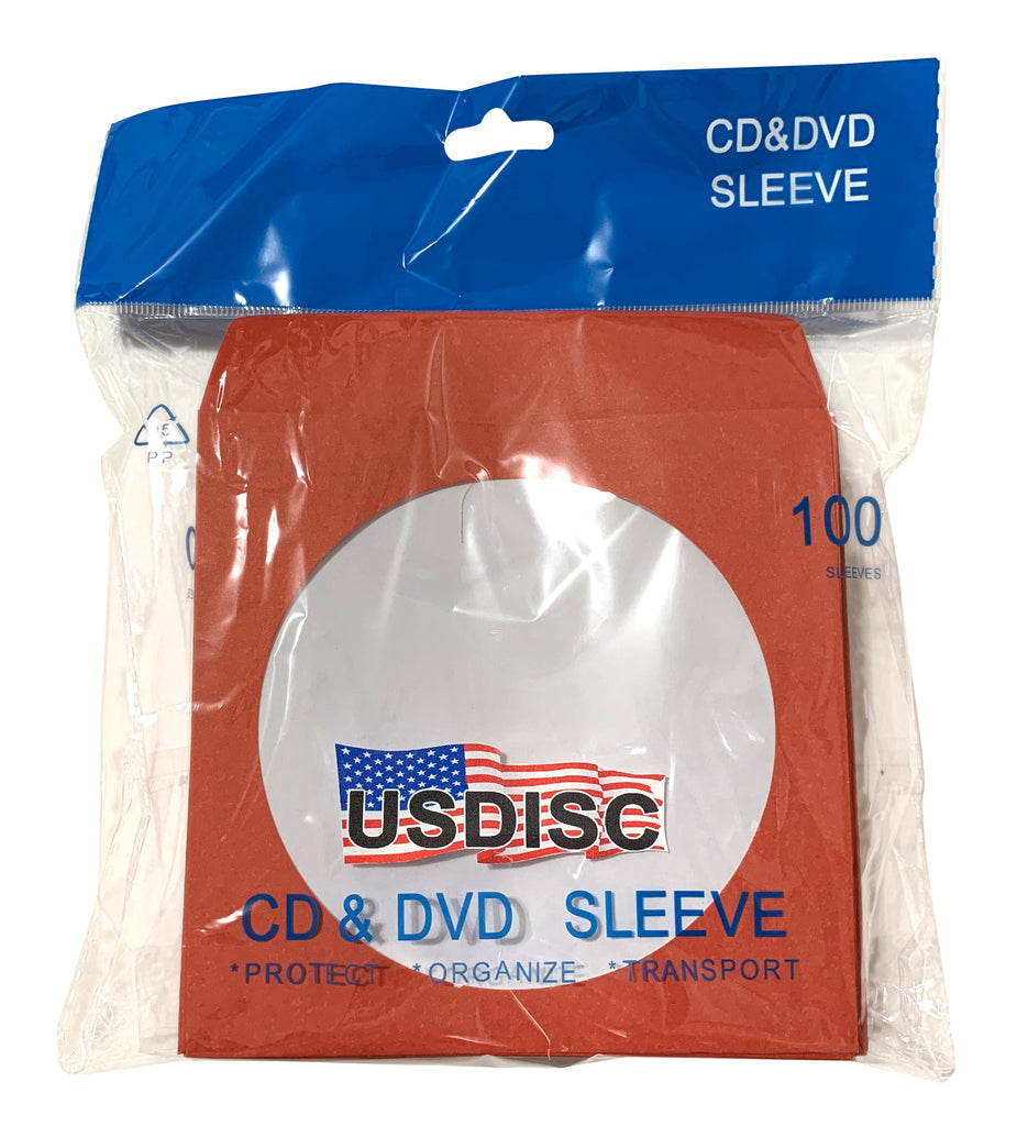 USDISC Paper Sleeves 100g Window, Flap, Red
