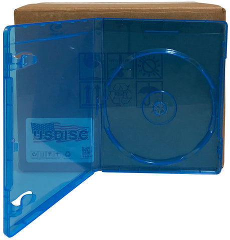 USDISC Blu-ray Cases Standard 12mm, Single 1 Disc, Clear Blue