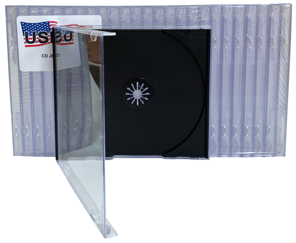USDISC CD Jewel Cases Standard 10.4mm, Single 1 Disc, Black